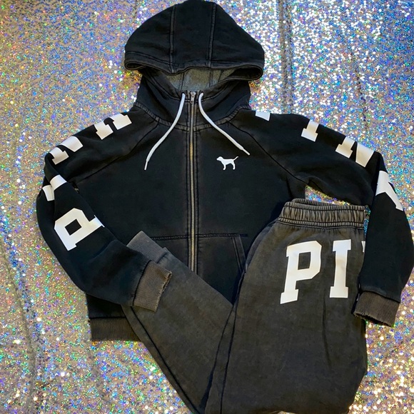 PINK Victoria's Secret Tops - 🌙[ VS PINK ] Vintage Wash Sweatsuit Black